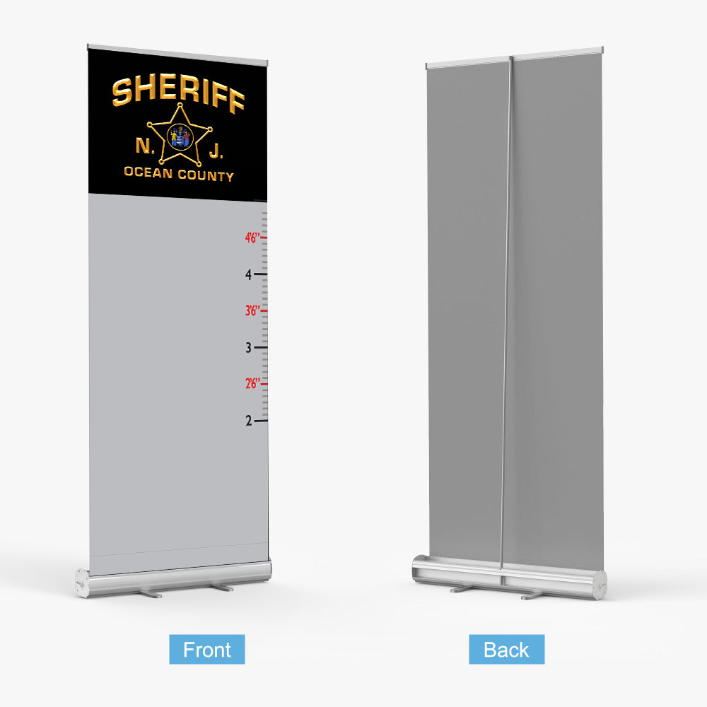 Retractable Banner Stand – 36" Base with 33" x 81" Full-Color UV Printed Fabric Graphic, Curl-Free Edges, Compact Aluminum Frame with Travel Bag