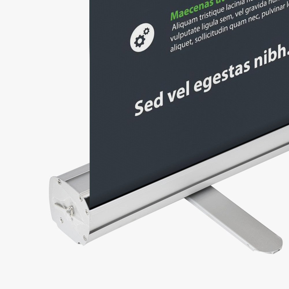 Retractable Banner Stand – 36" Base with 33" x 81" Full-Color UV Printed Fabric Graphic, Curl-Free Edges, Compact Aluminum Frame with Travel Bag