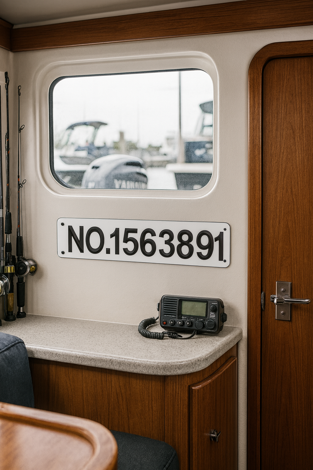 Engraved PVC Boat Documentation number plaque USCG Compliance